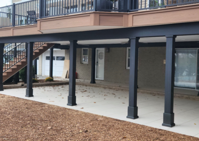 Custom deck in Upper Saddle River using composite decking and aluminum railigns