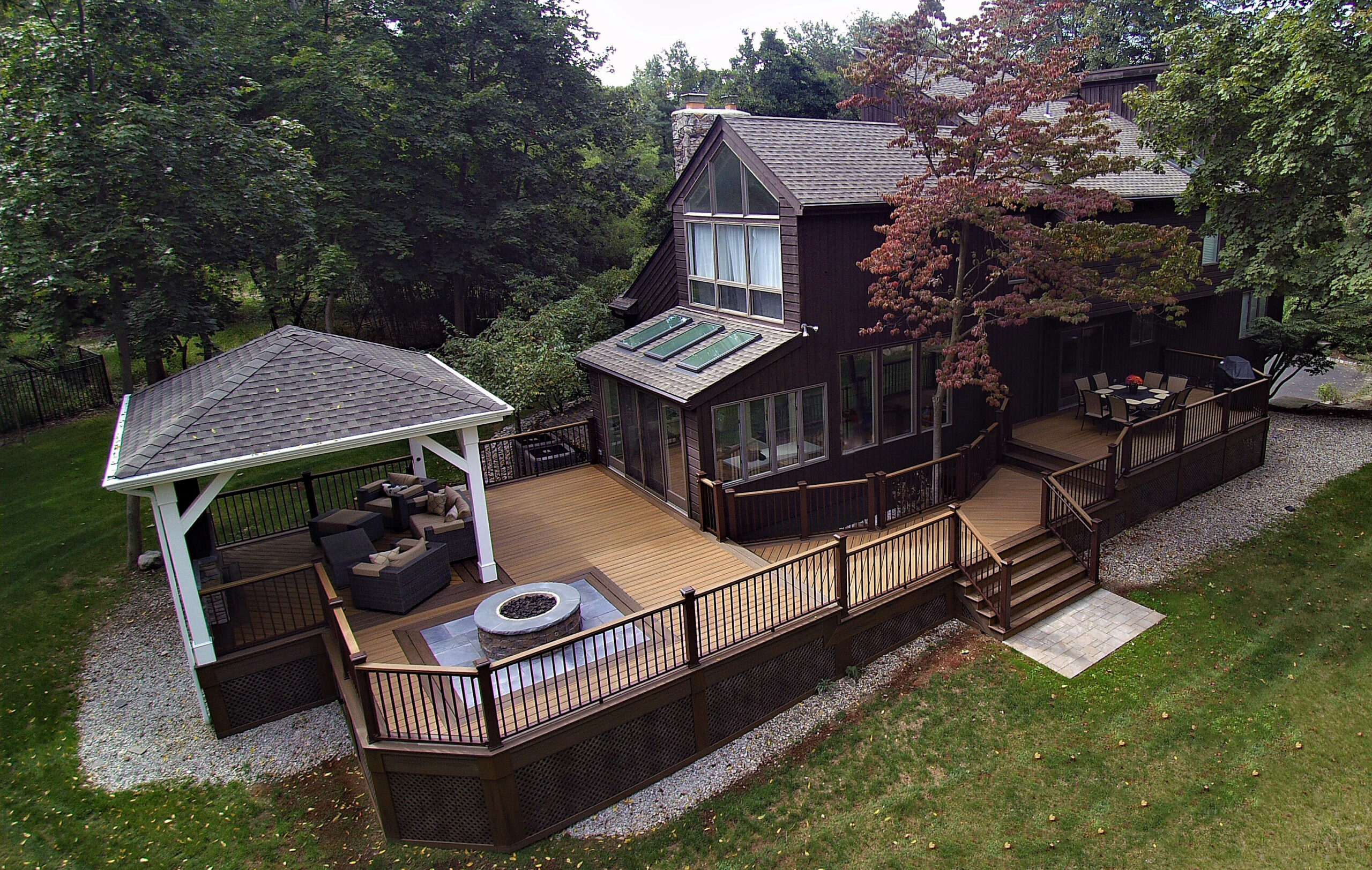 Deck with composite decking and railing