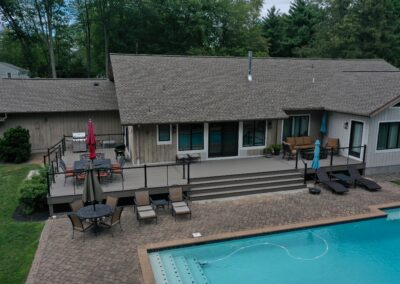 Deck in Montvale using composite decking and cable railings
